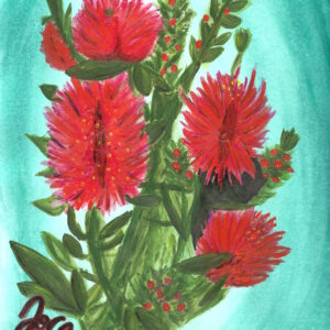 Crimson Brush on the Cerulean Sea (Original)