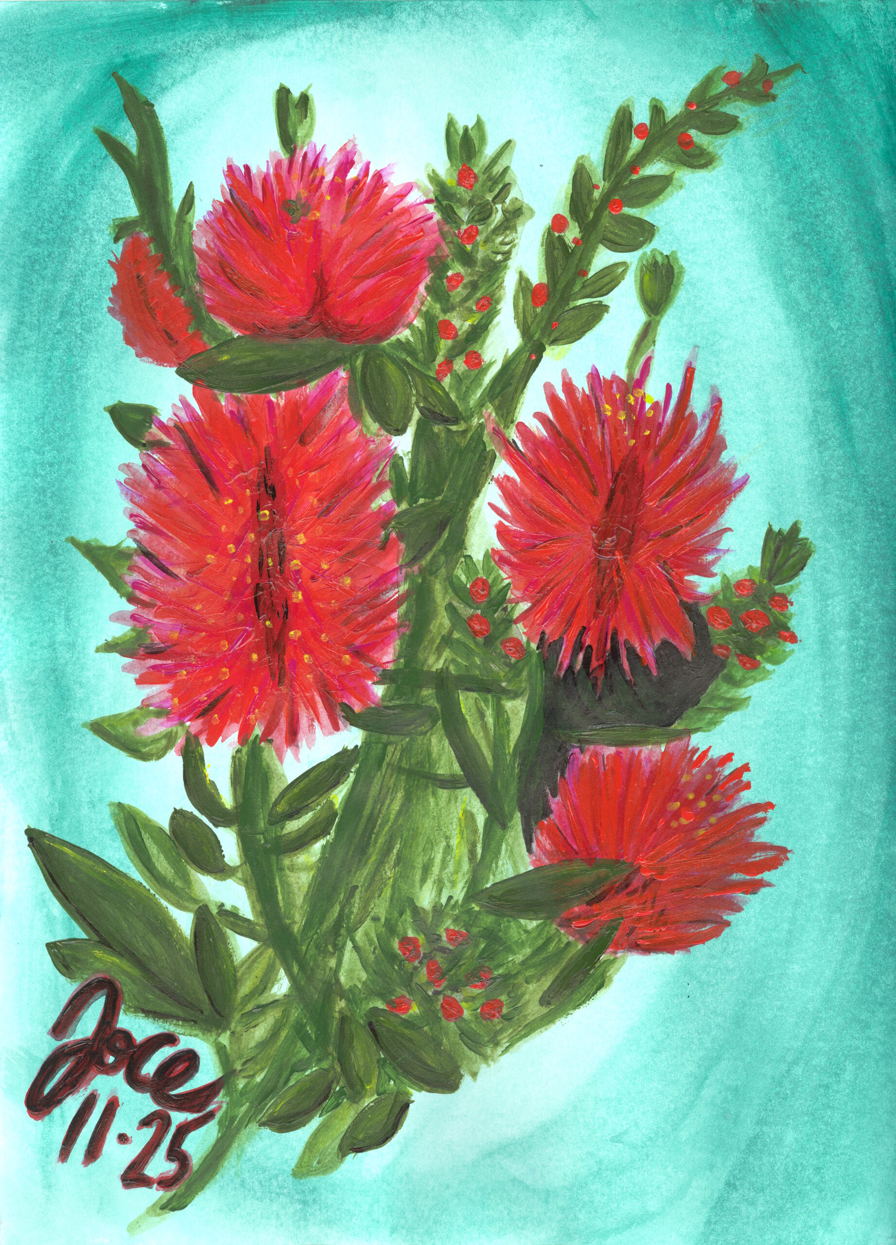 Crimson Bloom: A flash of life, painted in intense, vital color